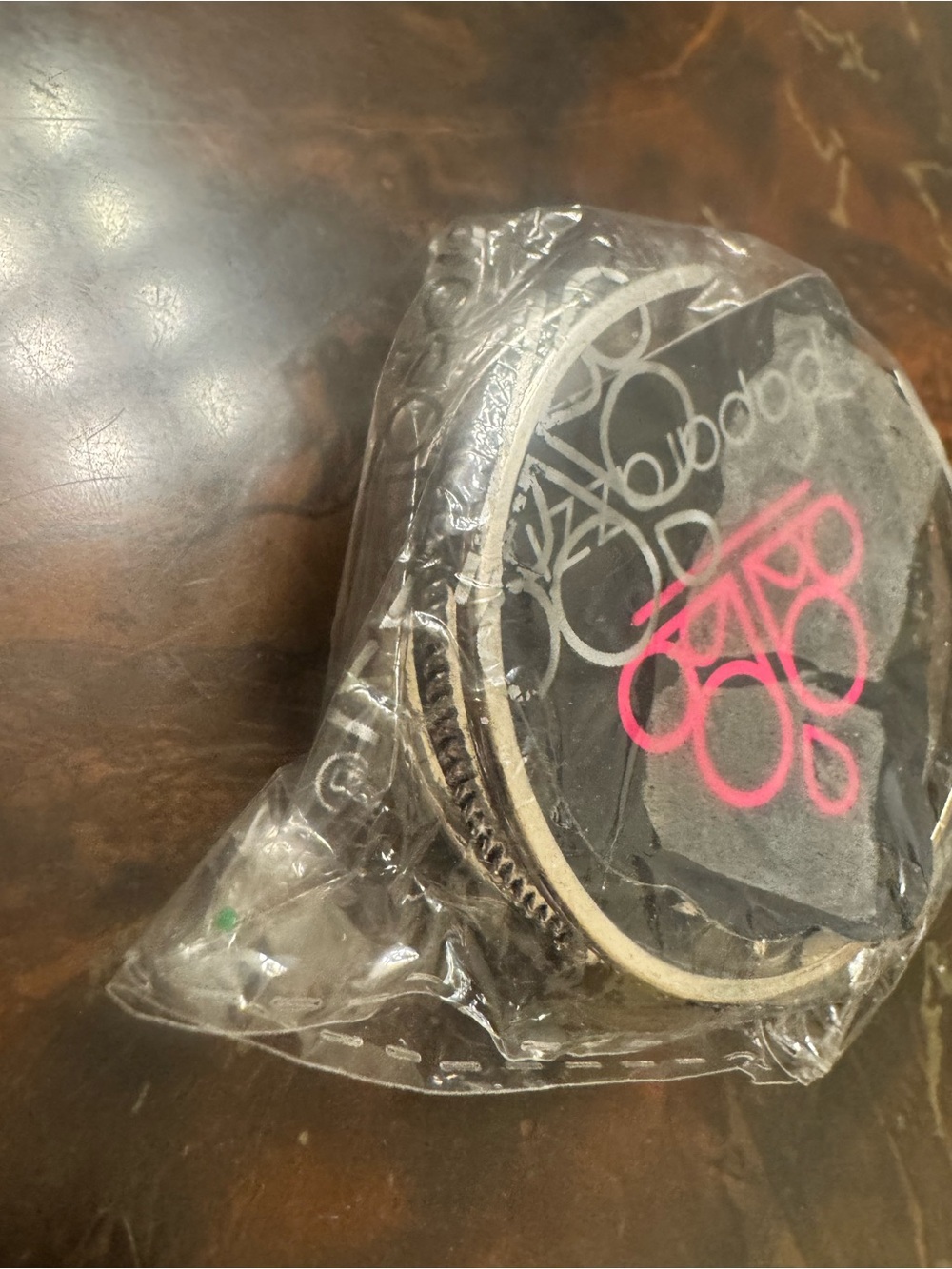 Compact Round Hair Accessory Mirror - Black with Pink Accent